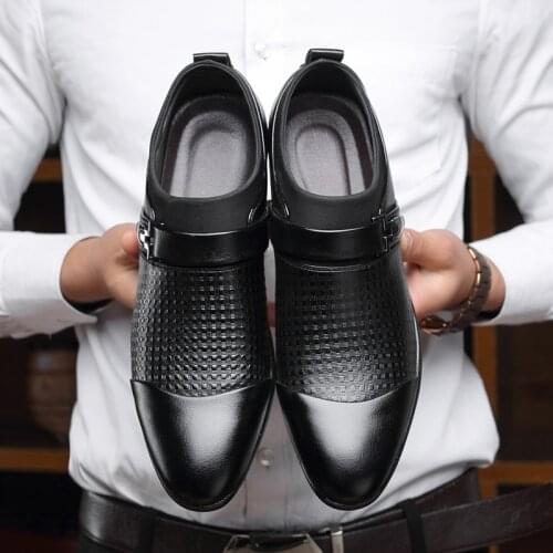 Men Leather Shoes Slip on Flats Business Office Large Size Formal Wedding Shoes Pointed Toe Men Dress Leather Shoes Men