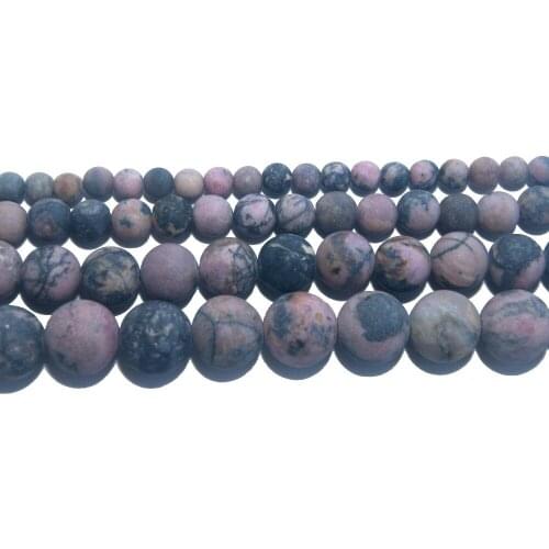 Dull Polish Natural Stone Black Lace Rhodochrosite Beads 4 6 8 10 MM Pick Size For Jewelry Making DIY Bracelet Necklace Material
