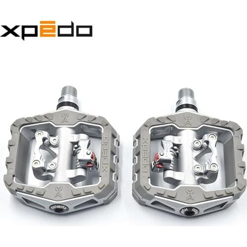 Wellgo Xpedo XTF-2 MTB Bicycle Pedals SPD 9/16 Al alloy Body Cr-Mo Spindle DU Bearing Anti-Slip Lock/Flat Pedal in One Pedal