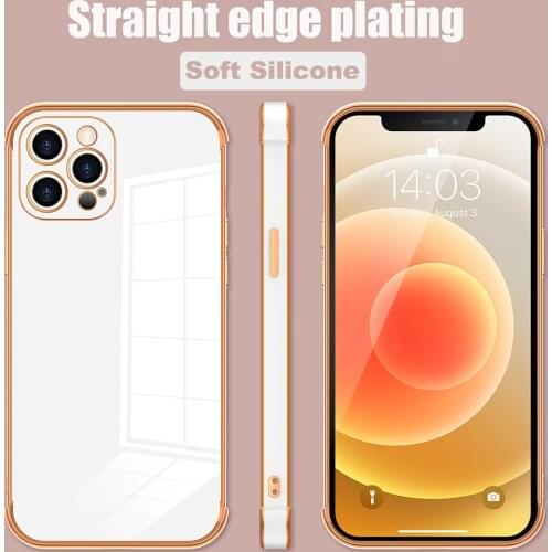 Solid Plating Lens Protection Phone Case For iPhone 12 Pro Max 11 Pro Max X XR XS Max 7 8 Plus SE 2020 Straight Edge Soft Cover