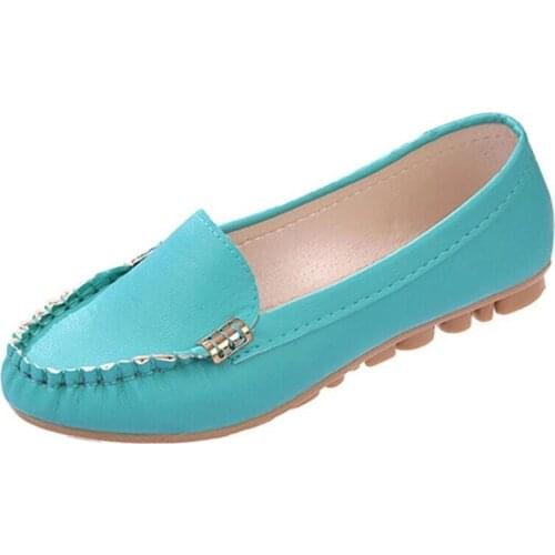 Soft Leather Loafers Summer Style Women Flats Sweet Candy Color Ladies Shoes Spring Shoes Woman Size 35-40 XKD1120