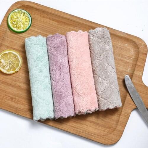 1/4/5PCS Non-Stick Oil Water-absorbing dish cloth thickening wipe tablecloth towel kitchen oil-free lint-free cleaning rag towel