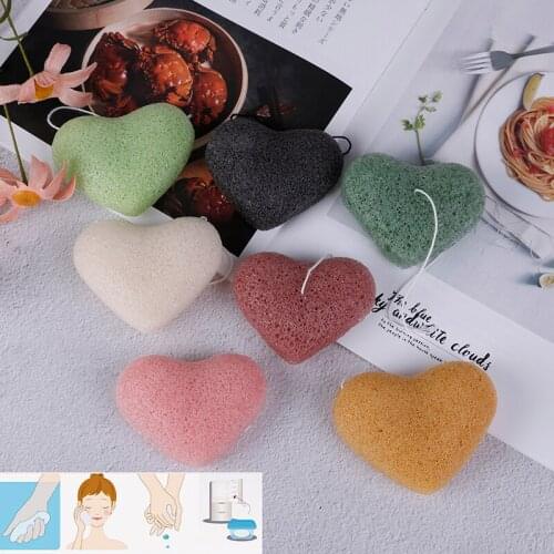 1Pc Face Wash Cleaning Sponge Esponja Makeup Konjac Heart-shaped Exfoliator Cleanse Konjac Sponge Natural Konjac Konnyaku Puff