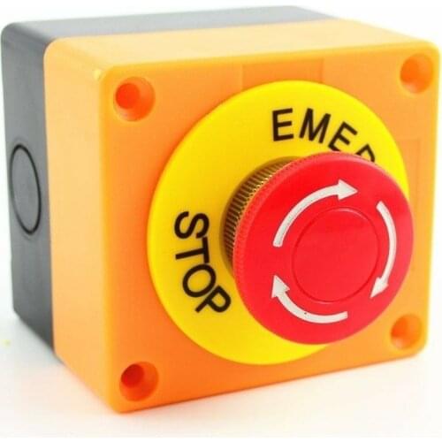 1PCS Plastic Shell Red Sign Push Button Switch DPST Mushroom Emergency Stop Button AC 660V 10A NO+NC LAY37-11ZS