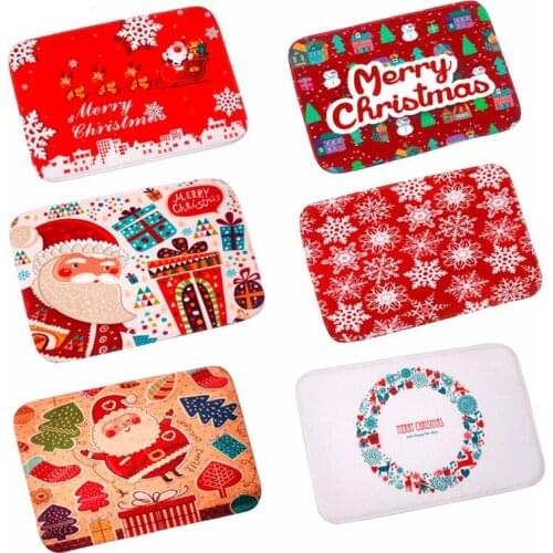 1Pc Christmas Decorations For Home 60*40cm Soft Non-slip Floor Mat Flannel Carpet Outdoor Mats New Year Decoration Christmas