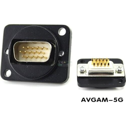 1Pcs VGA male welding DB15 car pin gold-plated XLR D-type base 86 panel wall plug monitor AVGAM-5G/3G AVGAFF-2