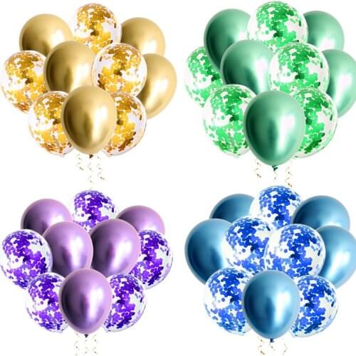 10pcs/lot 12inch Glossy Latex Metal Balloon Foil Confetti Baloons Metallic Chrome Globos Birthday Party Baby Shower Supplies 026