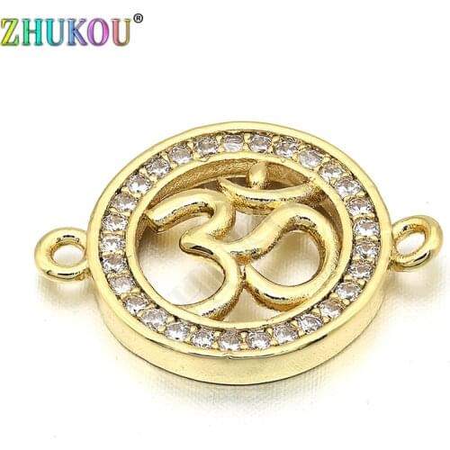 14*19mm Brass Micro Pave Cubic Zirconia Round Connectors Charms, Mixed Color, Hole: 1mm, Model:VS239