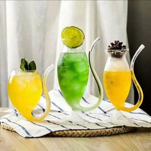 2Pcs Goblet Glass Mug With Straw Home Party Bar Drinking Glasses Juice Wine Cocktail Champagne Glasses Creative Gifts 200/320ml