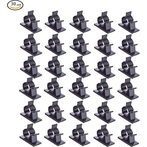 30 Pcs Black Clips Self Adhesive Backed Nylon Wire Adjustable Cable Clips Adhesive Cable Management Drop Wire Holder