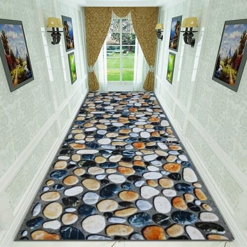 3D Cobblestone Corridor Carpet Soft Flannel Bedroom Rugs Entrance Doormat Modern Flowers Area Rug Carpets for Living Room 80*200