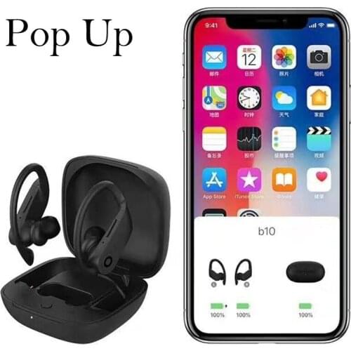 B10 tws earbuds wireless buetooth earphone with pop up 5.0 Stereo HIFI Sound earbuds Sport headphones with charging box headset