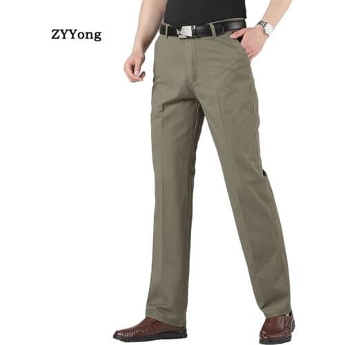 Summer High Quality Thin Mens Suit Pants Cotton Stretch Office Business Casual Comfortable Straight Trousers Pantalones Hombre