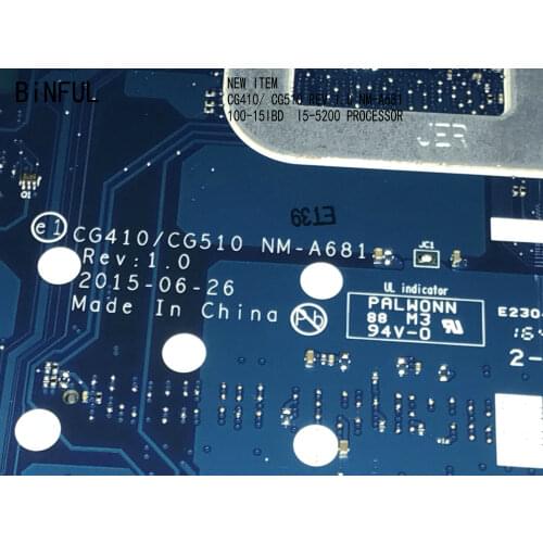 BiNFUL STOCK NEW ITEM. CG410 /CG510 FOR LENOVO 100-15IBD 10015IBD LAPTOP MOTHERBOARD ,ONBOARD I5-5200 PROCESSOR +VIDEO CARD