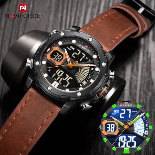 Top Luxury Brand NAVIFORCE Army Military Men Watch Led Digital Leather Sports Watches Quartz Mens Clock Relogio Masculino 2019