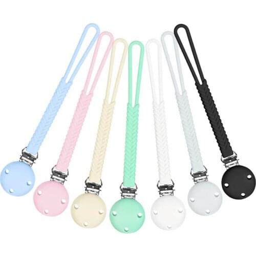 Chenkai 10pcs Silicone Weaving Pacifier Chain Round Clips BPA Free DIY Baby Teething Pacifier Dummy Nursing Soother Sensory Toy