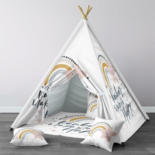 Play Tent for Kids Wigwam Portable Indoor Playground Tents Children Bedrooms White Star Rainbow Model 1381