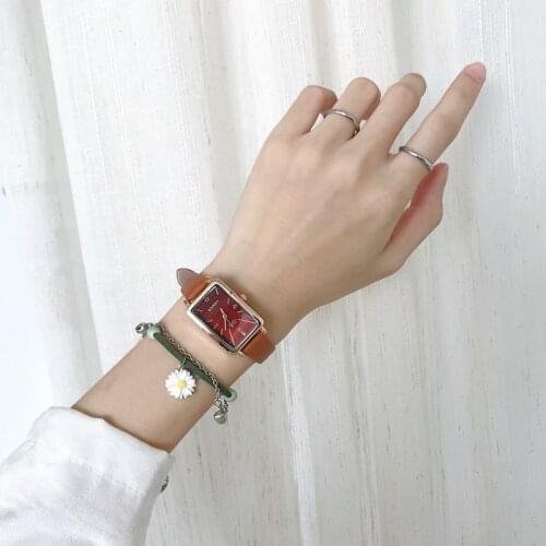 Qualities Rectangle Women Fashion Casual Watches Retro Brown Quartz Watch Vintage Leather Ladies Wristwatches Reloj De Mujer