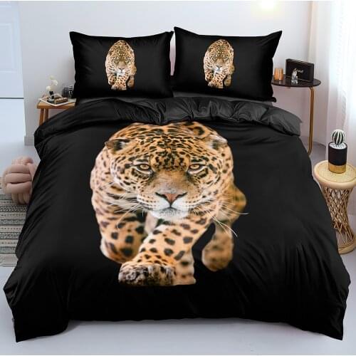 3D Black Comforter Covers Set Pillow Shames Sets Bedding Bags Twin King Queen Full Double Single Size Leopard Custom Bed Linens