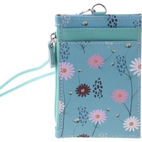 Lovely New Portable Leather Card Credit Wallet Badge Holder Coin Pocket Purse with Lanyard