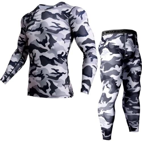 Mens Camouflage Compression Running Pants Sportswear Jogging t shirts Leggings Tracksuit Sets Mens Gym Fitness Clothing