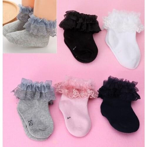 Lace Ripple Socks for Princess Girls Infant Babe Children Socks Newborn Baby Cotton Socks
