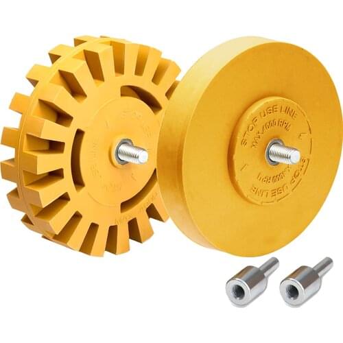 Rubber Eraser Wheel 4” Inch Pad Includes Drill Adapter - Pinstripe, Adhesive Remover, Vinyl Decal, Graphics Removal Tool