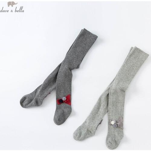 DBJ18863 dave bella autumn infant baby girls lolita bow solid leggings children fashion leggings