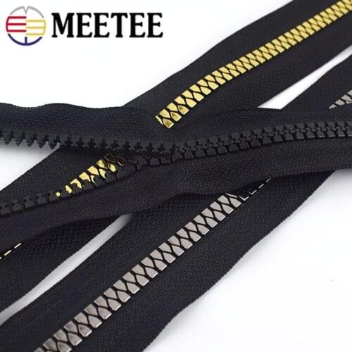 Meetee 2/4M 5# 8# Resin Zipper Teeth Coded Loaded Resin Zip for Jacket Coat Sew Bag Zips Repair DIY Garment Accessory