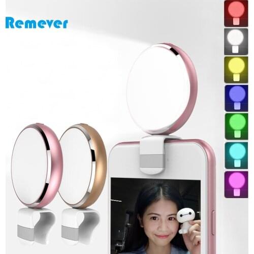 Mini Rechargeable Selfie LED Flash Fill Light With Mirror 7 Colors For iphone Samsung Huawei Xiaomi Mobile Phones