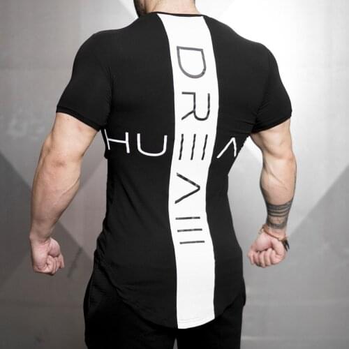 2019 New Men Skinny T-shirt Gyms Fitness Bodybuilding Workout t shirt Male Printed Tee Tops Summer Fashion Casual Brand Clothing