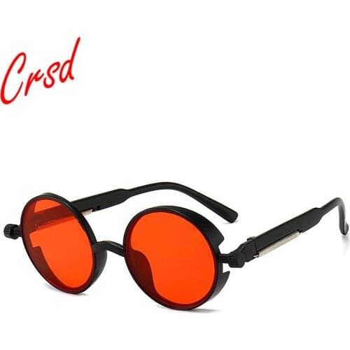 CRSD 2020 Vintage Men Retro Steampunk Style Round Sunglasses Women Vintage Plastic Frame Sun Glasses Eyewear Gafas Sol Mujer