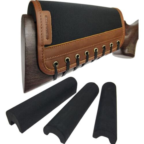 Hunting Tactical Shotgun Buttstock Leather Rifle Cheek Rest Riser Pad With 3pcs Adjustable EVA Foam For Shooting Gun Accessories