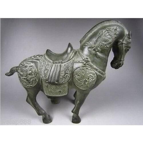 Excellent Chinese Bronze Horse Statue Carved With Dragon Sculpture Free Shipping