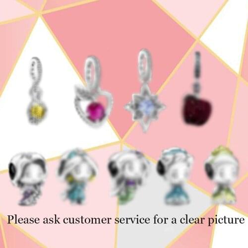 2021 Quality Sterling Silver New Rose Hollow Love Apple Blue Star Purple Skirt Little Girl Mermaid Cute Pendant Necklace Fashion