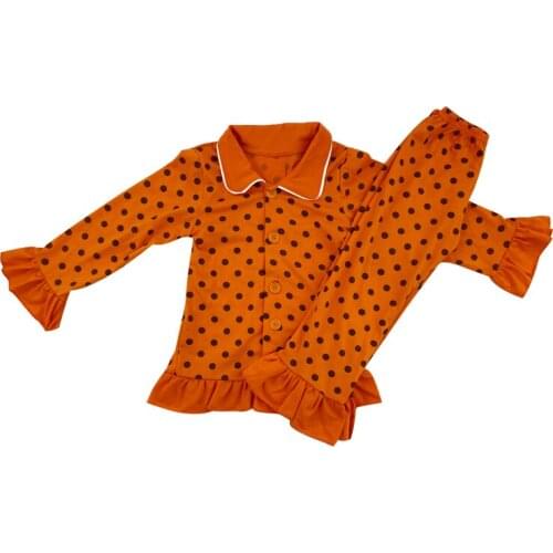 New style children pajamas bell sleeves dots top carpi pants baby girls clothing kids set