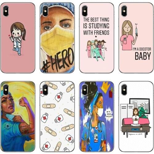 Doctor Nurse Cartoon Transparent Phone Case For iPhone 12 11 Pro Max Mini XS Max XR X 8 7 Plus 6 6S Plus 5 5S SE 2020