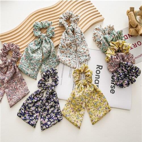 Ruoshui 2pcs Woman Floral Bowknot Hair Scrunchies Girls Hair Accessories Ladies Hair Ties Hair Accessories Ornaments Hair Rope