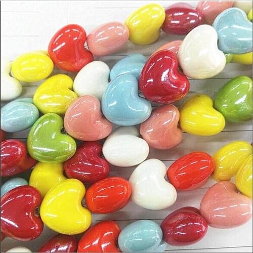 Socharming 35pcs nice ceramic beads porcelain beads diy jewelry fittings size 15mm bright colors free shippings