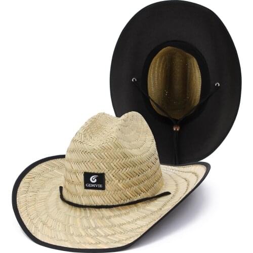 The Printed Brim Women Men Lifeguard Hat Straw Cowboy Summer Beach hat Summer Wide Brim Panama Straw Womens Summer Hat Sun hat