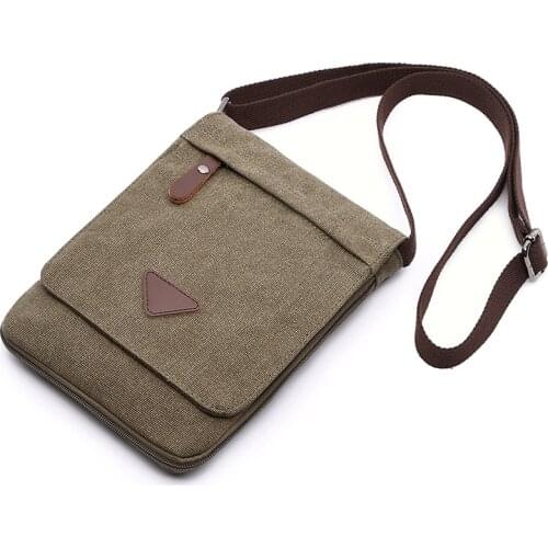 Mini Canvas Shoulder Bags for Men Solid Colors Messenger Strong Fabric Vintage Style Crossbody Bags 2020 New Design