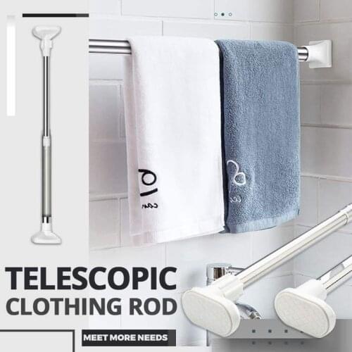 Telescopic Clothing Rod Adjustable Telescoping Shower Curtain Rods And Accessories Extendable Tension Pole Hanger