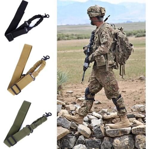 Military Army Equipment Adjustable Tactical Gun Rifle Sling 1/2 Points Bungee Rifle Gun Sling Strap With Hook Safety Belt