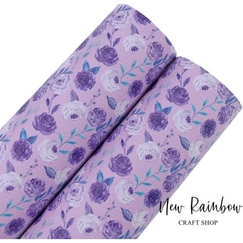 New Rainbow 22x30cm A4 Ultra Voilet Florals Faux Leather Sheets for Making Bows, Earrings, Toys, Covers,DIY Crafts