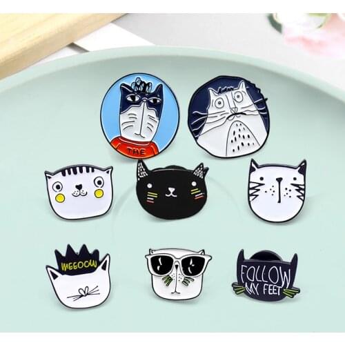 Funny Cat shape RoundEnamel Pins WEEOCW Custom Thief Detective Teacher cat Totoro Brooches Bag Lapel Pin Badges Animal Jewelry
