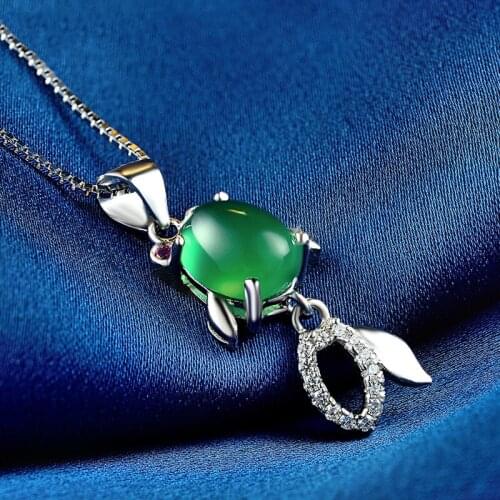 Natural Emerald Stone Single Pendant No Chain S925 Silver Necklace Pendant for Women Luxury Diamond Clavicle Chain Fine Jewelry