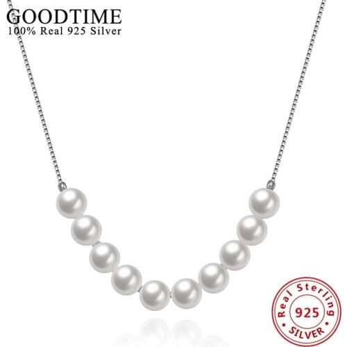 Real Solid 925 Sterling Silver Necklace Fashion Jewelry Pearl Choker Necklaces For Women Pendants & Necklaces Lovers Gift GTN083