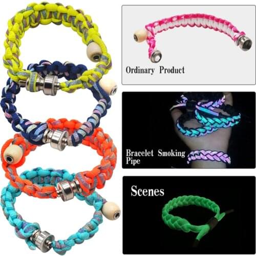 1pcs Portable Fluorescence Metal Bracelet Smoking Pipe Tobacco Cigar Pipes Accessories For Father Husband Men Women Gift
