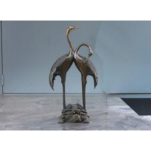 18"China Pure Bronze Palace bronze Pure Copper Brass Good Lucky Crane Ride Dragon Turtle tortoise Statue Chinese Bronze Copper