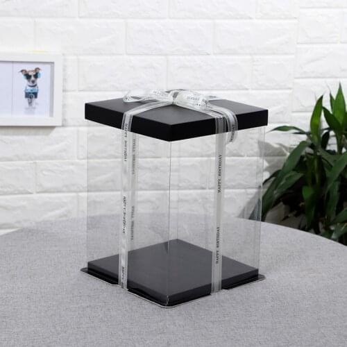 20/28cm Transparent Gift Boxes Rose Flower Bear Packaging Box DIY PVC Clear Toy Cake Box for Christmas Birthday Wedding Supplies